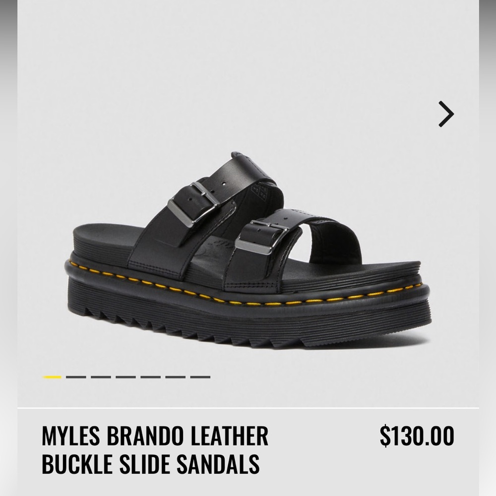 DR. MARTEN MYLES BRANDO LEATHER BUCKLE SLIDE SANDALS